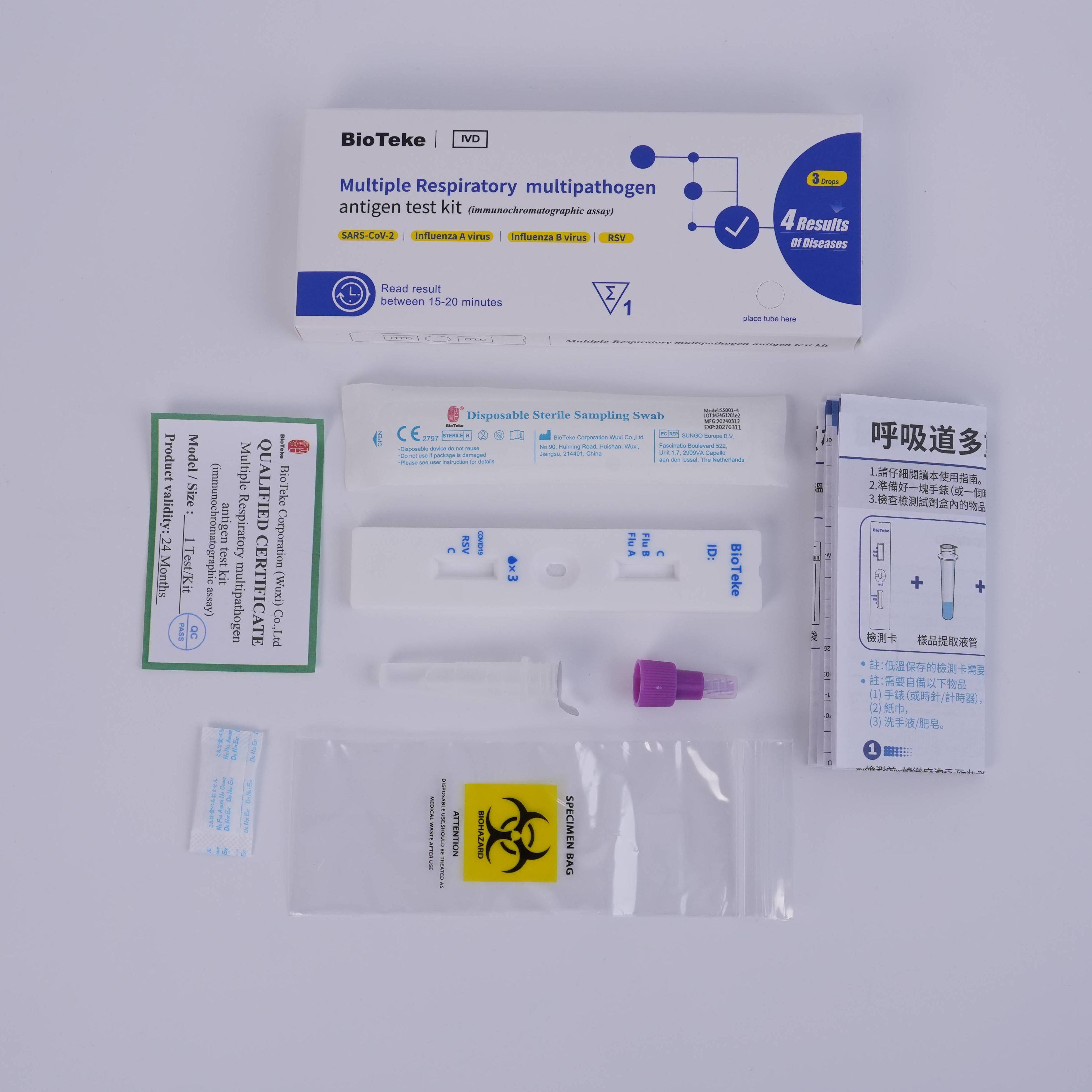Meerdere respiratoire multipathogene antigeen -testkit voor covid griep RSV (immunochromatografische test)