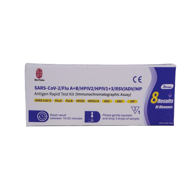 8 In 1 SARS-COV-2/griep A+B/HPIV2/HPIV1+3/RSV/ADV/MP Antigeen Rapid Test Kit