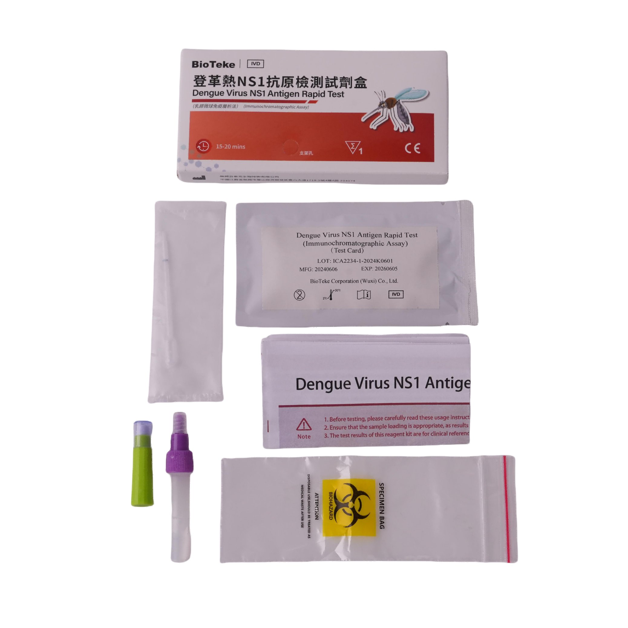 Dengue virus NS1 antigeen snelle test (immunochromatografische test)