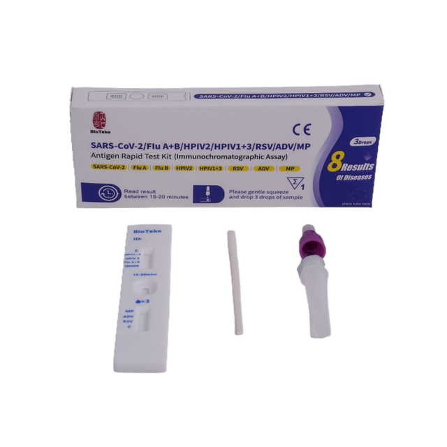 8 In 1 SARS-COV-2/griep A+B/HPIV2/HPIV1+3/RSV/ADV/MP Antigeen Rapid Test Kit