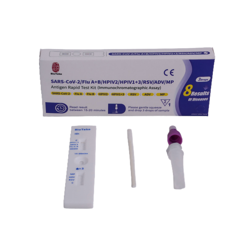 8 In 1 SARS-COV-2/griep A+B/HPIV2/HPIV1+3/RSV/ADV/MP Antigeen Rapid Test Kit
