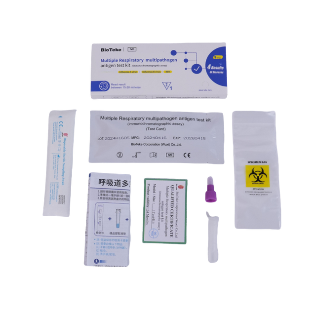 Bioteke 4 In 1 Covid-19, griep A+B, RSV Antigeen Rapid Test Kit