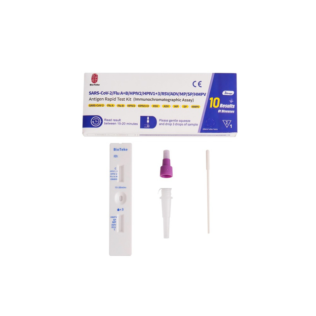 Ademhalingsadres 10 in 1 SARS-COV-2/griep A+B/HPIV2/HPIV1+3/RSV/ADV/MP/SP/HMPV Antigeen Rapid Test Kit